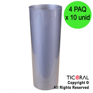 VASO TRAGO LARGO PP KV PLATA 280CC (4 pack x 10 unid)